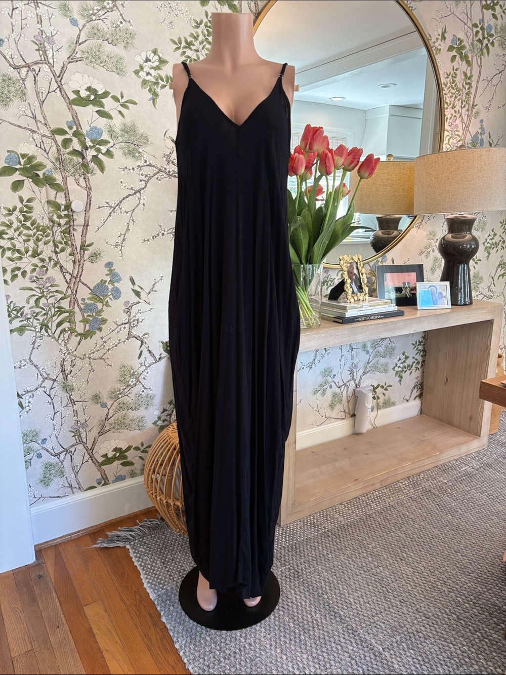 Elan Black V-Neck Slip Maxi Dress